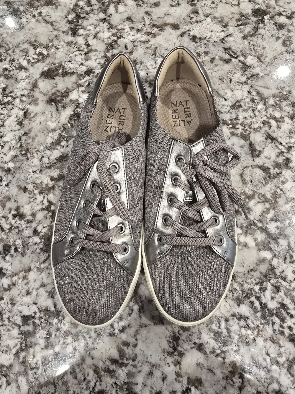 Naturalizer Silver Lace-Up Sneakers